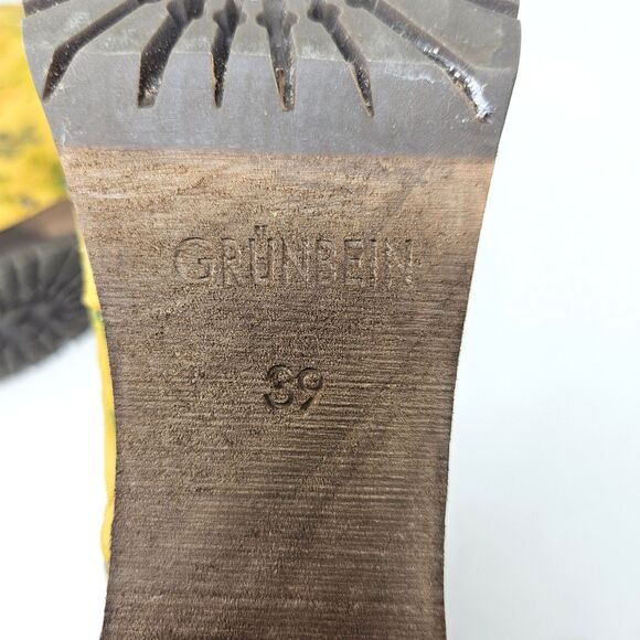 GRUNBEIN Bella Clog Boots 39 Yellow Floral Suede Handmade Sustainable Bohemian - Picture 11 of 12